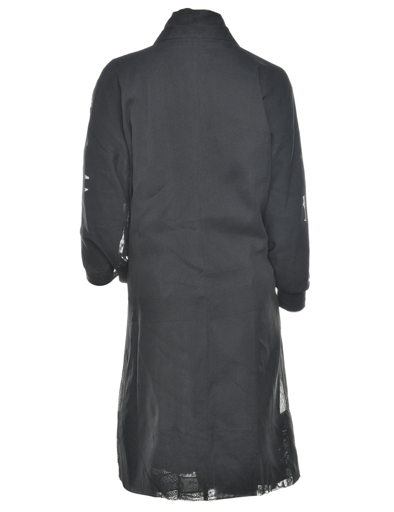 Sheer Black Midi Length Kimono - M