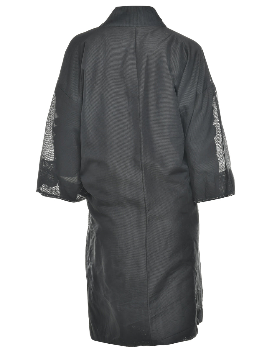 Sheer Black Midi Length Kimono - M