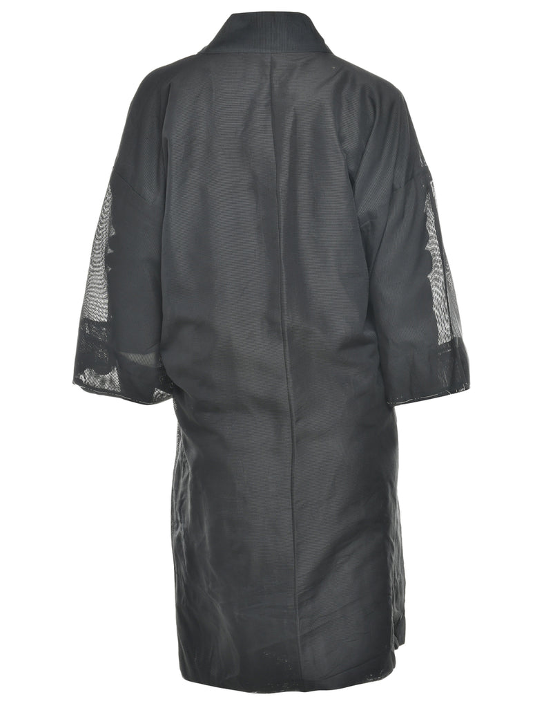 Sheer Black Midi Length Kimono - M