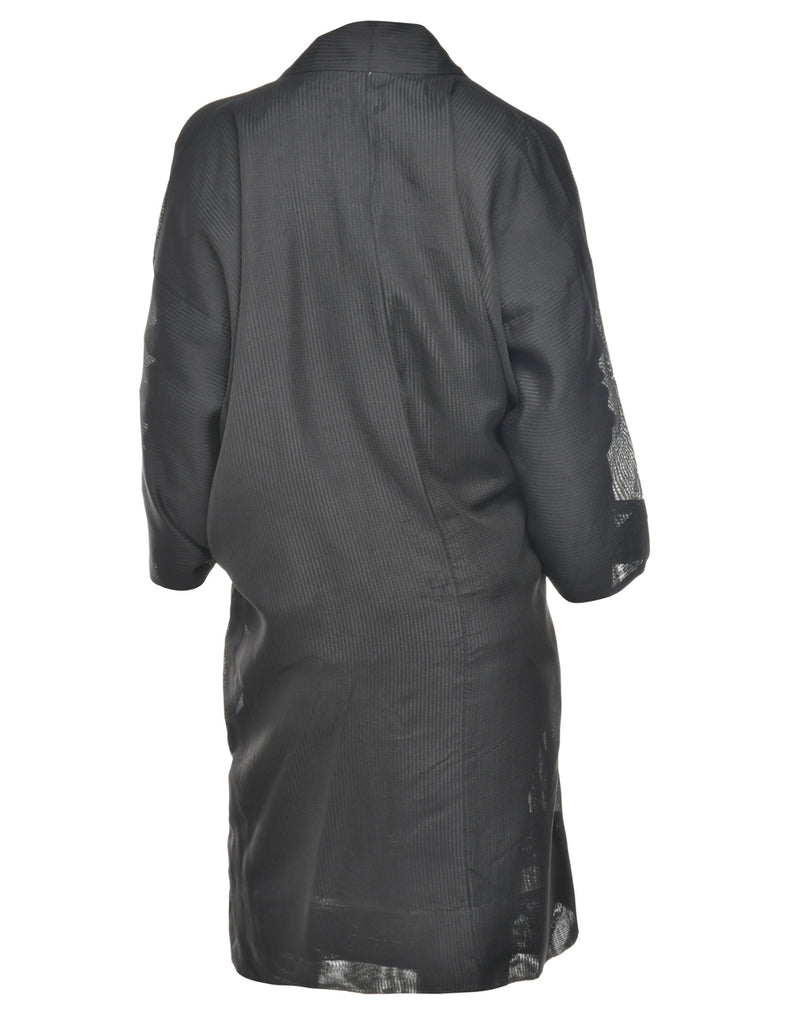 Sheer Black Midi Length Kimono - M
