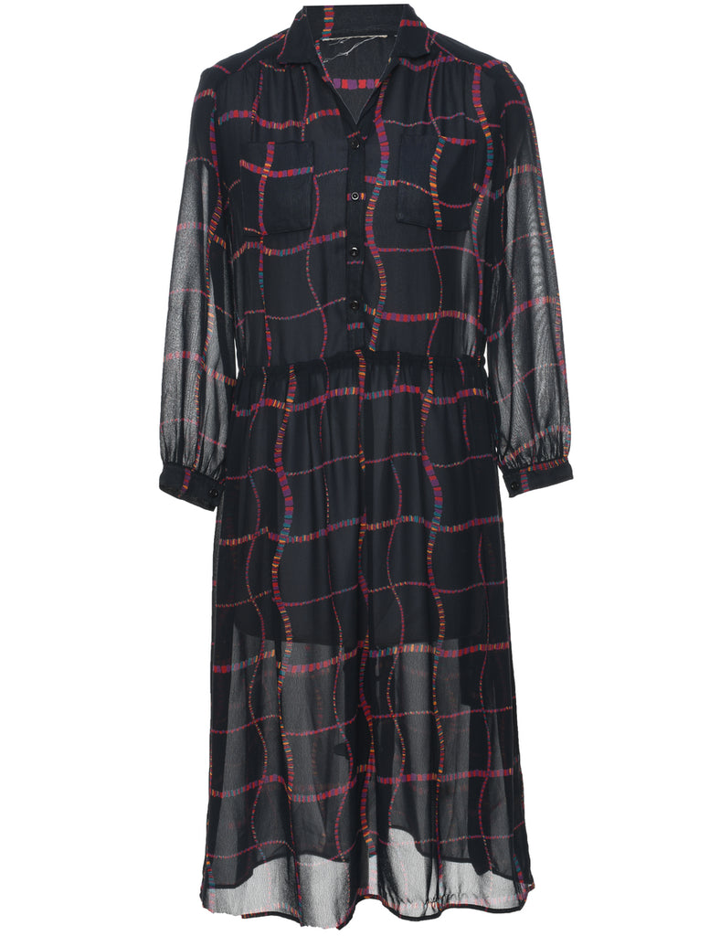Sheer Black Shirt Dress - M