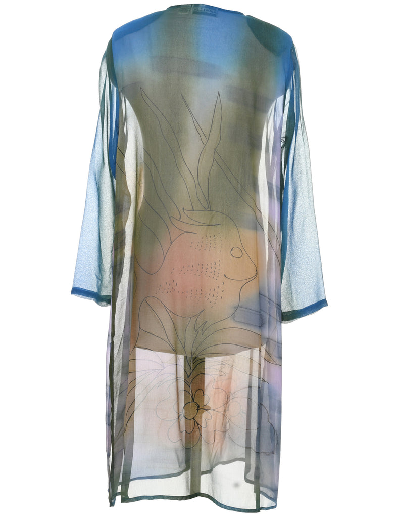 Sheer Button Front Dress - M