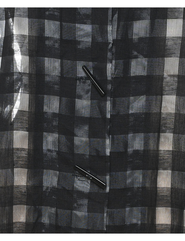 Sheer Effect Checked Black Shirt - XL