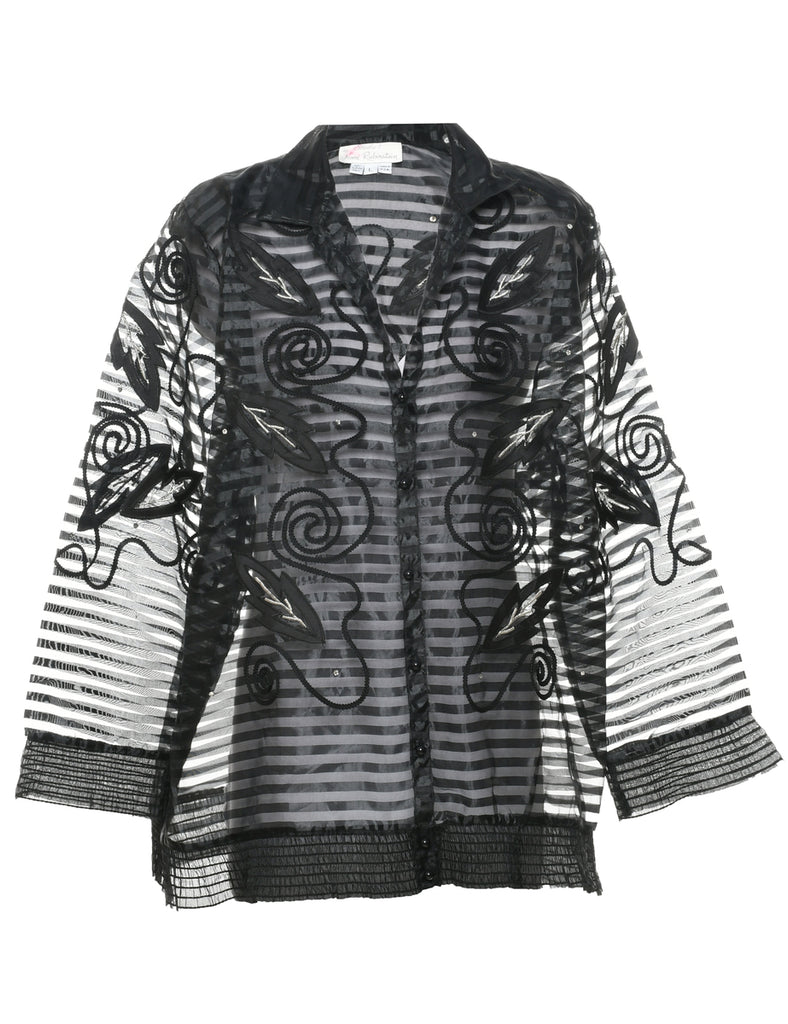 Sheer Effect Evening Blouse - L
