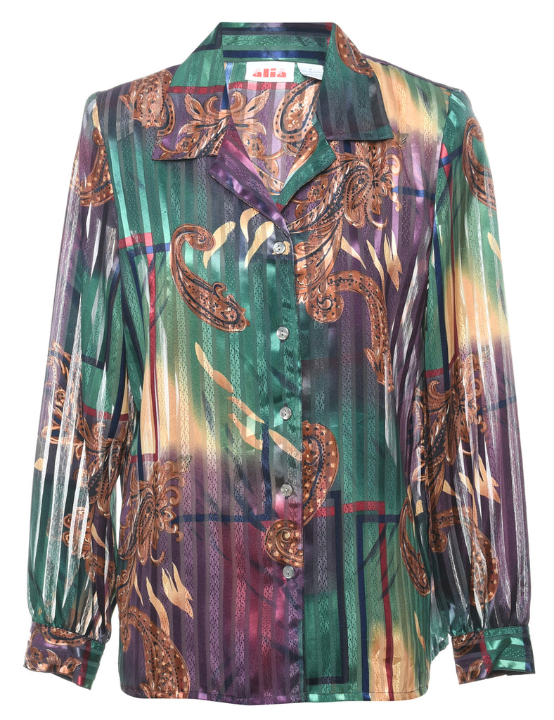 Sheer Effect Paisley Blouse - M