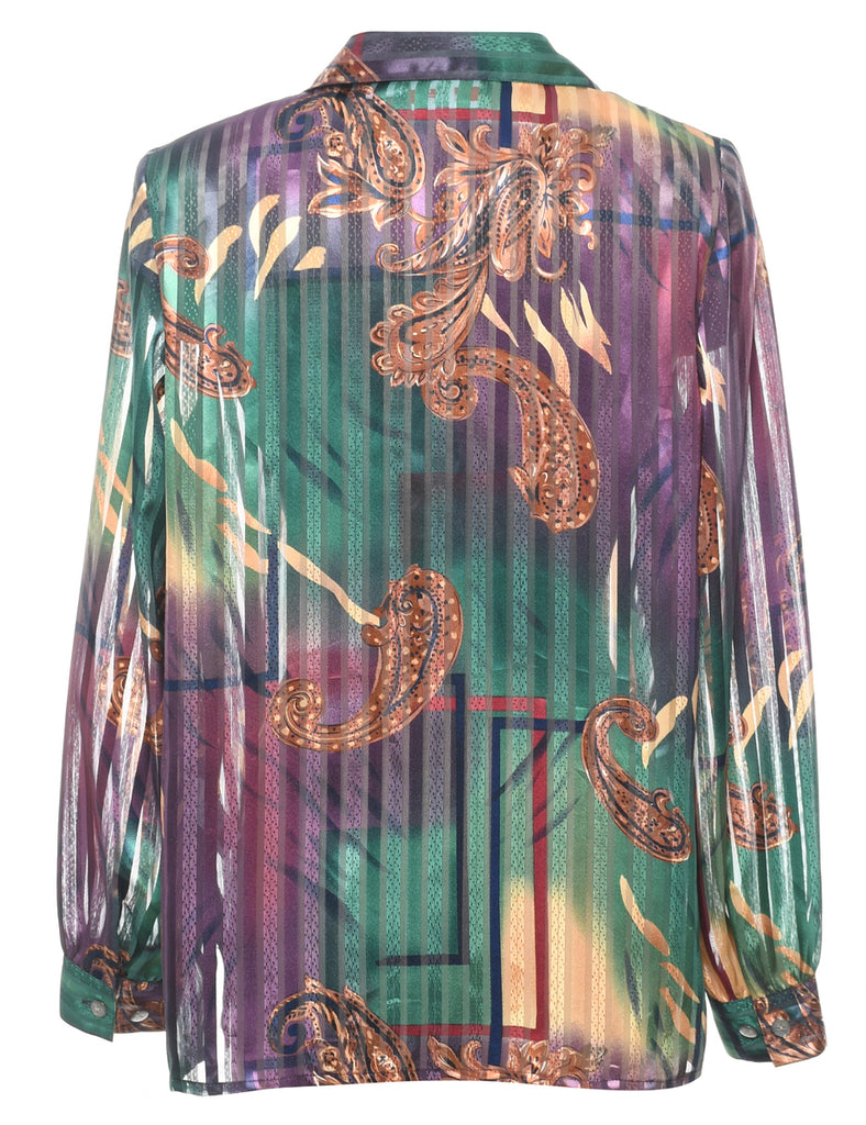 Sheer Effect Paisley Blouse - M
