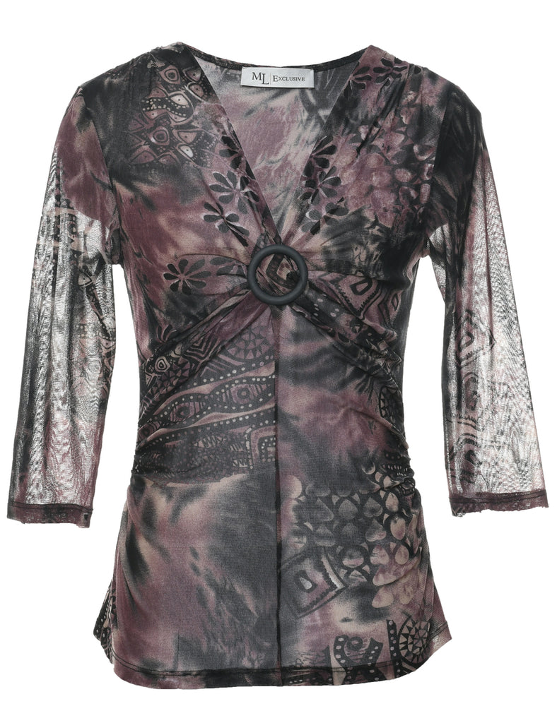 Sheer Effect Printed Top - S