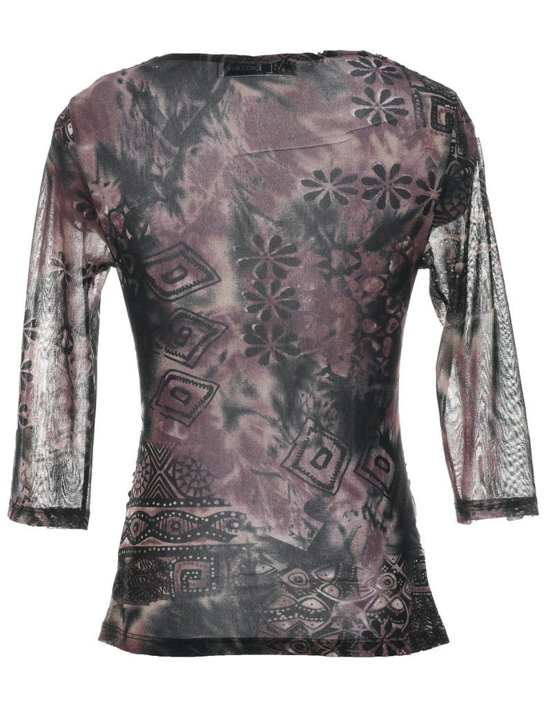 Sheer Effect Printed Top - S