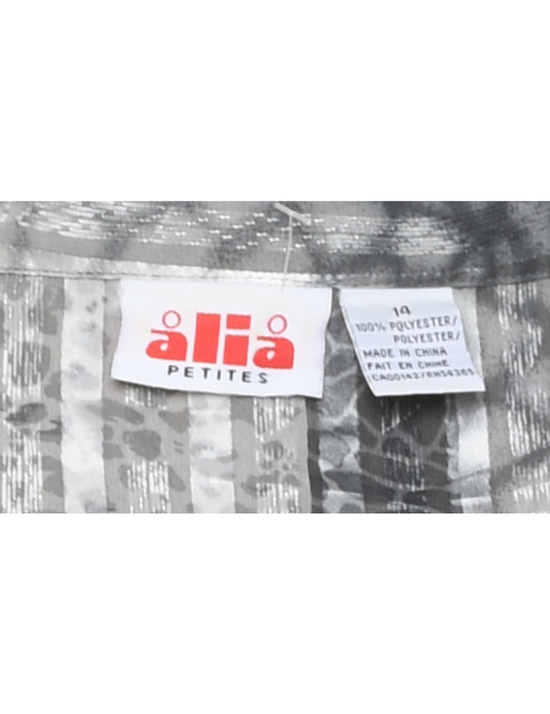 Sheer Effect Striped Grey Snakeskin Blouse - XL