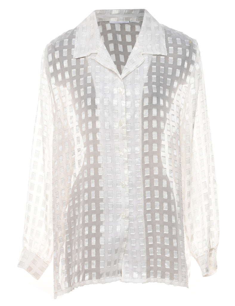 Sheer Effect White Patterned Shirt - XL