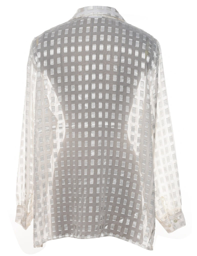 Sheer Effect White Patterned Shirt - XL