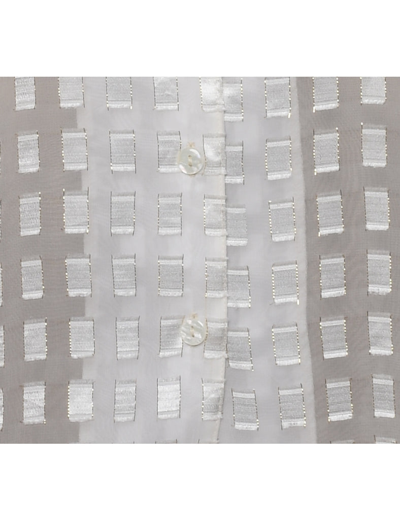 Sheer Effect White Patterned Shirt - XL