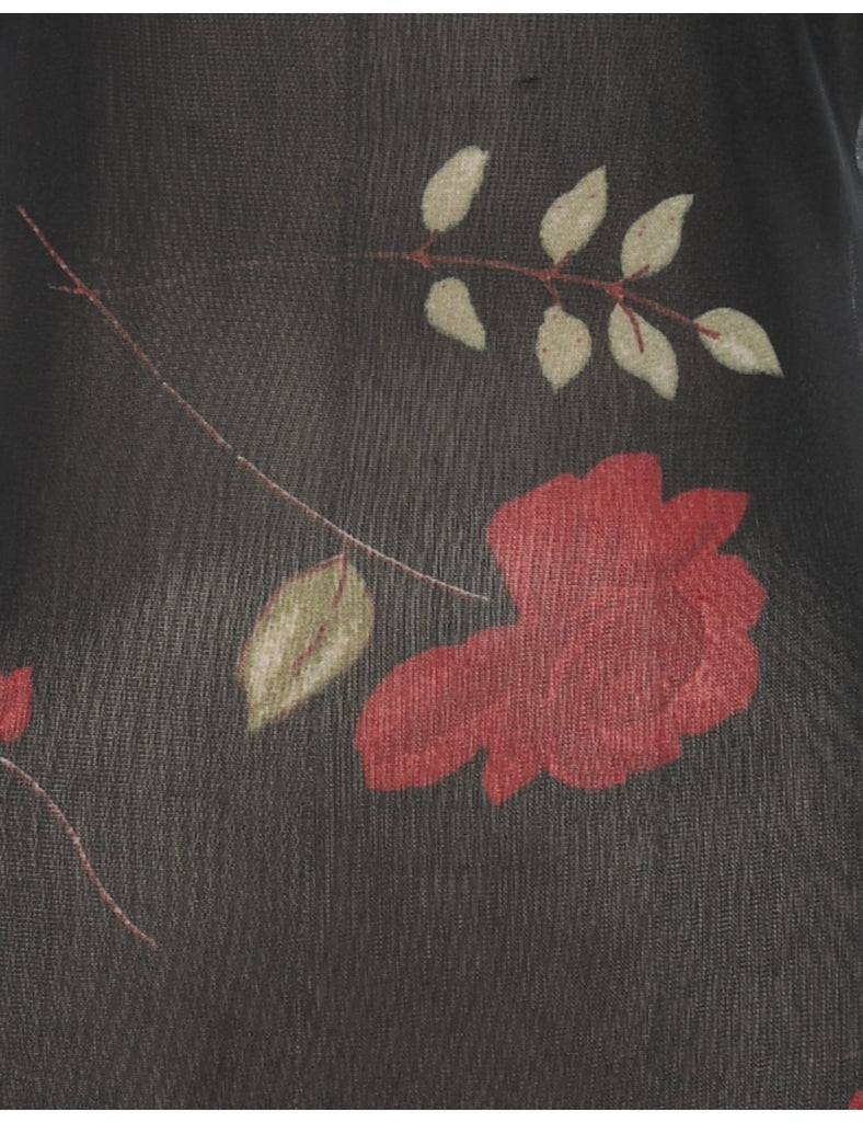 Sheer Floral Pattern Dress - XS