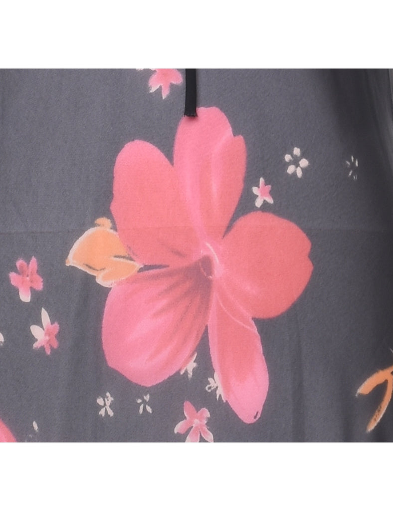 Sheer Floral Pattern Dress - M