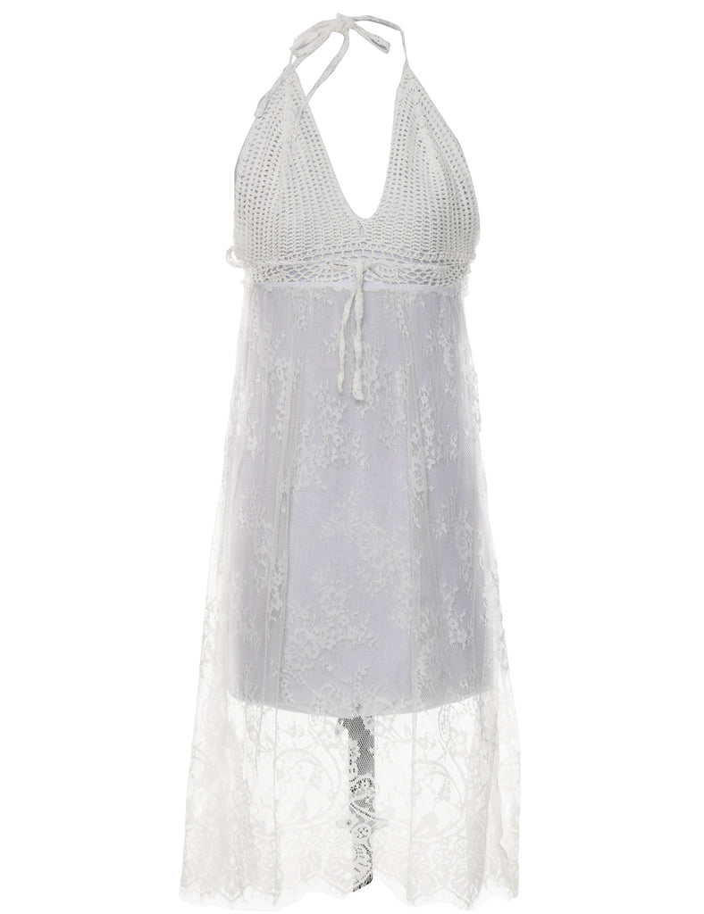 Sheer Lace White Dress - XS