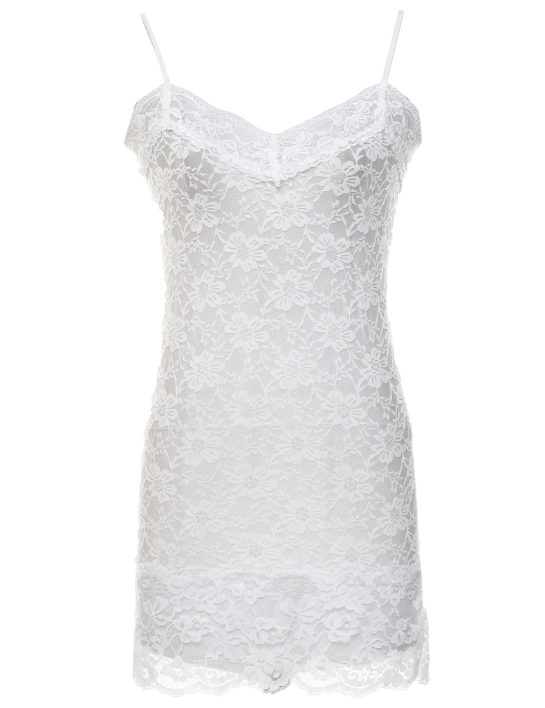 Sheer Lace White Slip - L