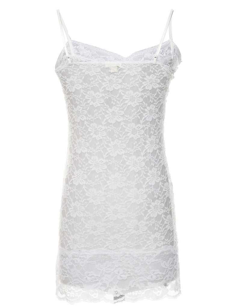 Sheer Lace White Slip - L