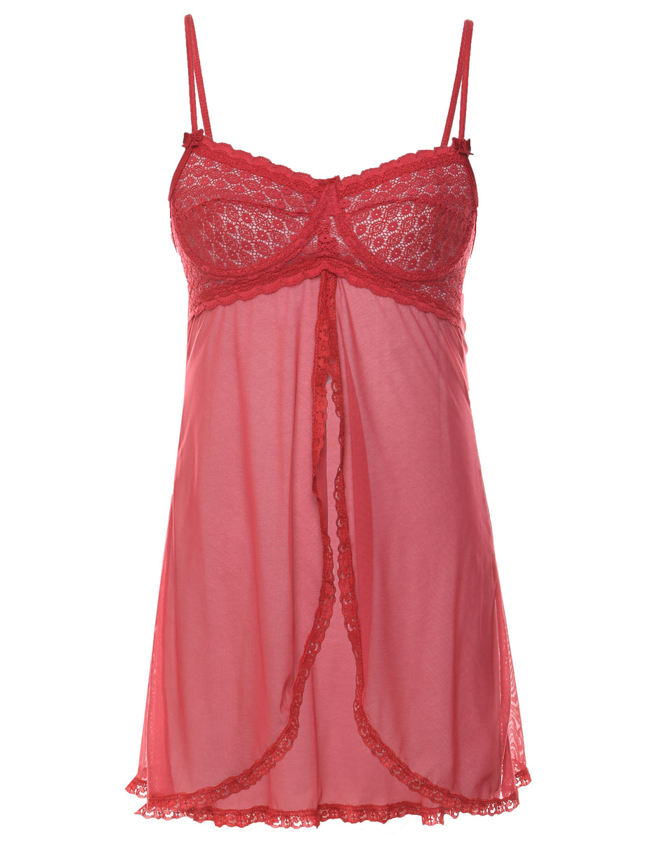 Women's Sheer Red Lace Babydoll Red, S | Beyond Retro Women's Sheer Red Lace Babydoll Red, S | Beyond Retro