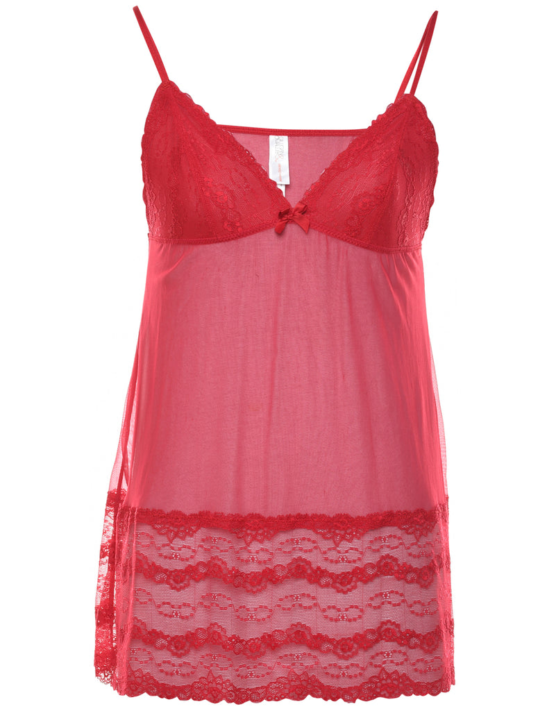 Sheer Red Lace Camisole - XS