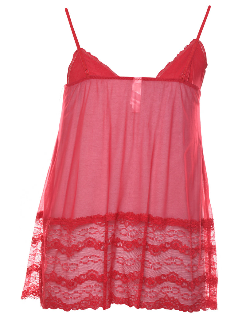 Sheer Red Lace Camisole - XS