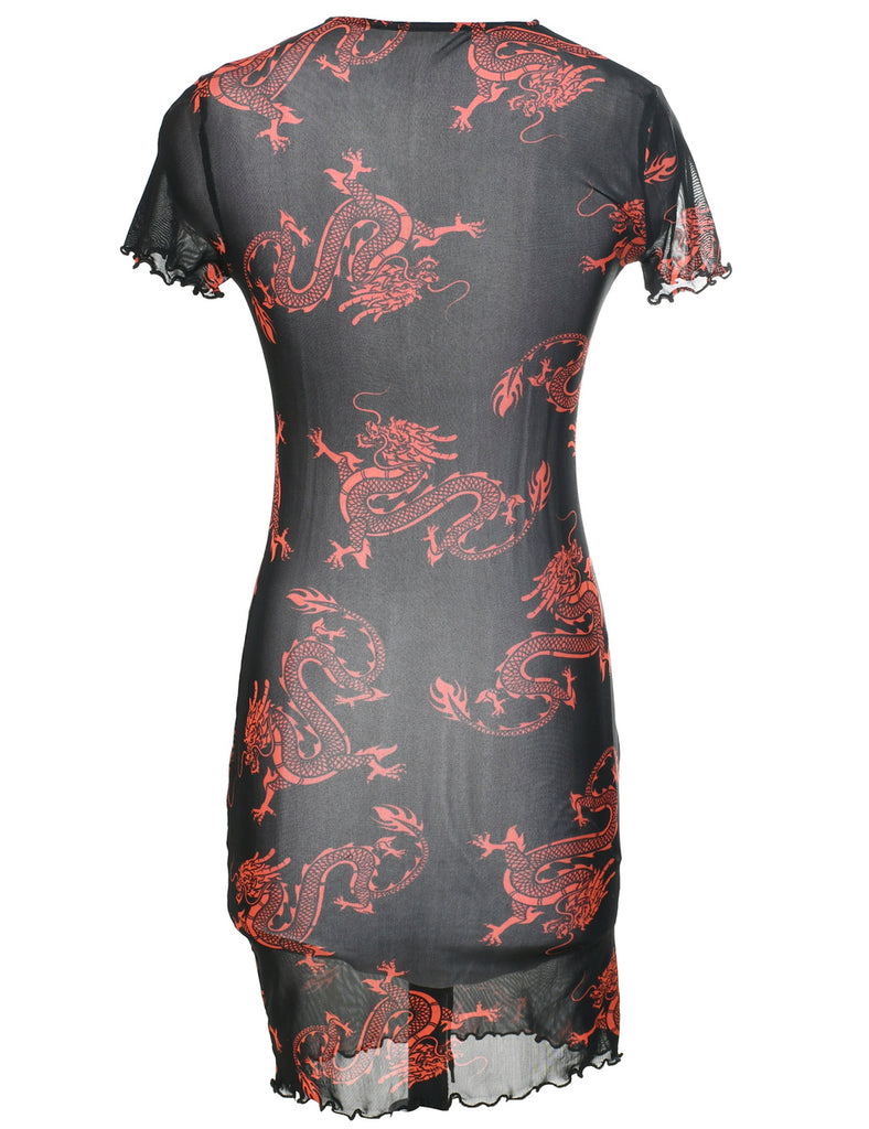 Sheer Snake Dragon Y2K Style Dress - XS