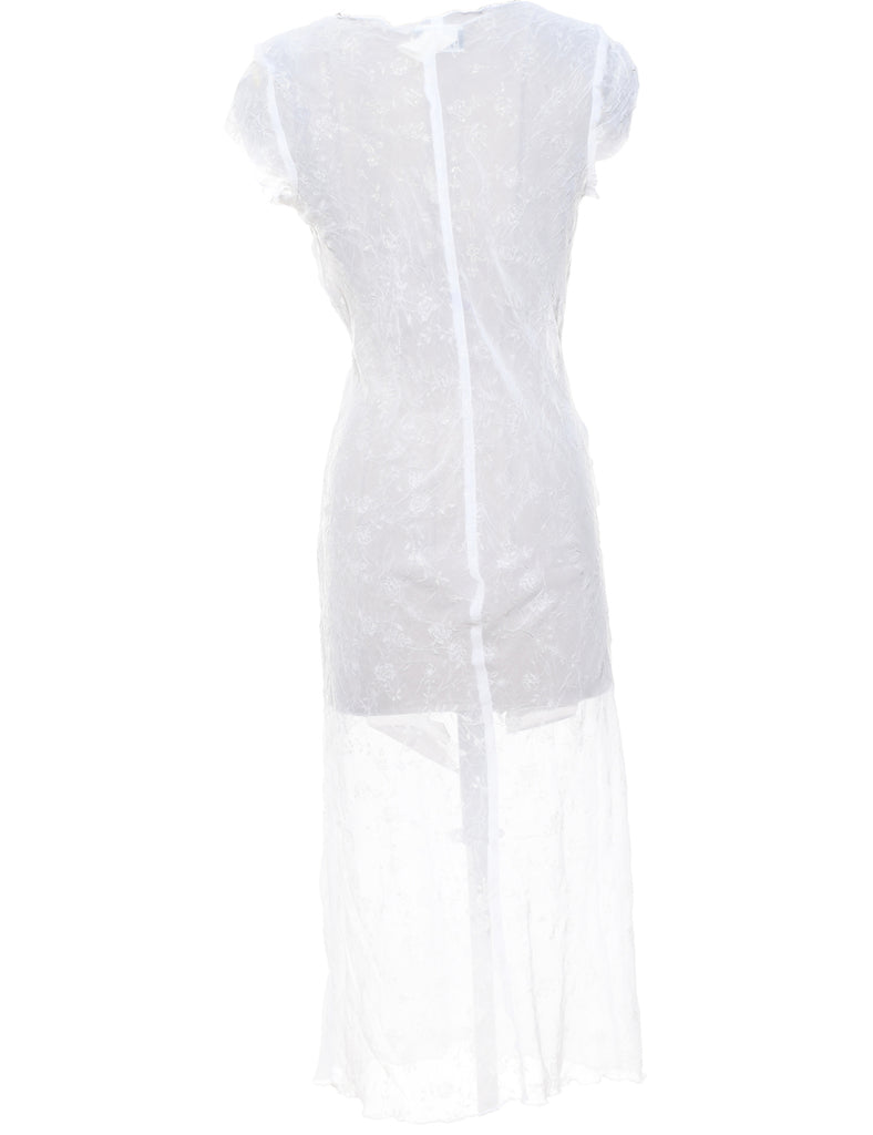 Sheer White Sparkly Evening Dress - M