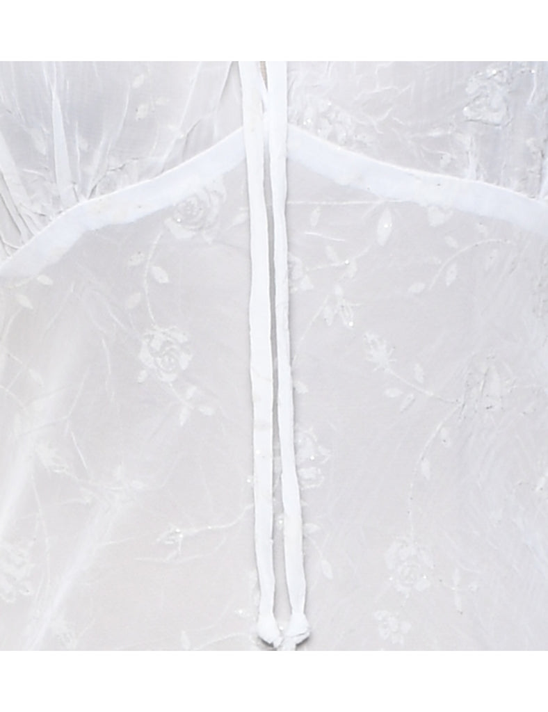 Sheer White Sparkly Evening Dress - M