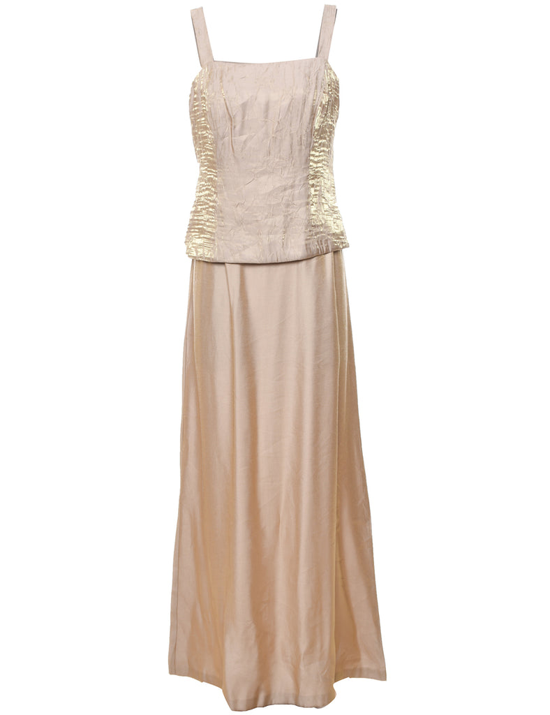 Shiny Tan Evening Dress - M