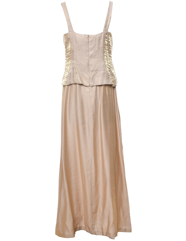 Shiny Tan Evening Dress - M