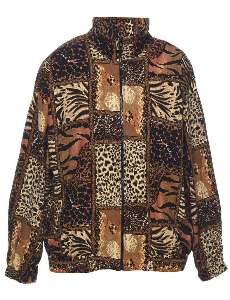 Silk Animal Print Jacket - L