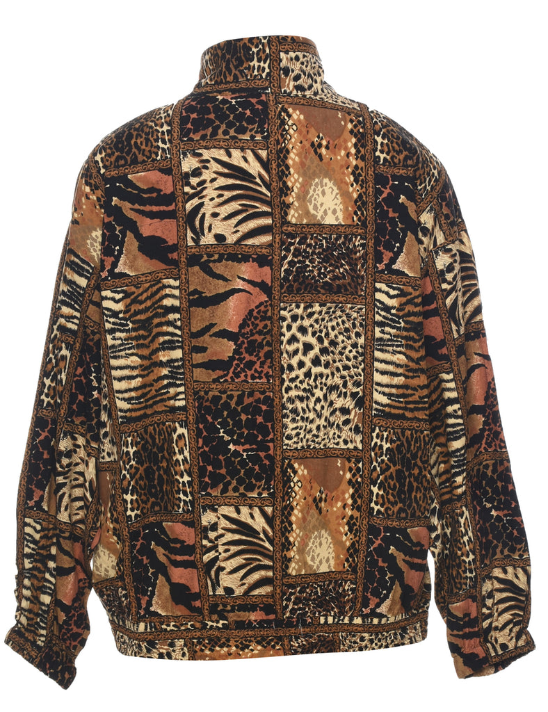 Silk Animal Print Jacket - L