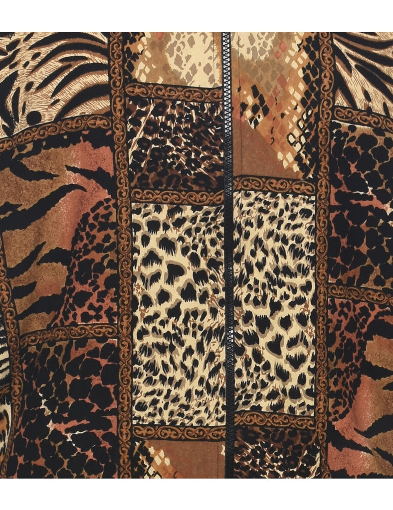 Silk Animal Print Jacket - L
