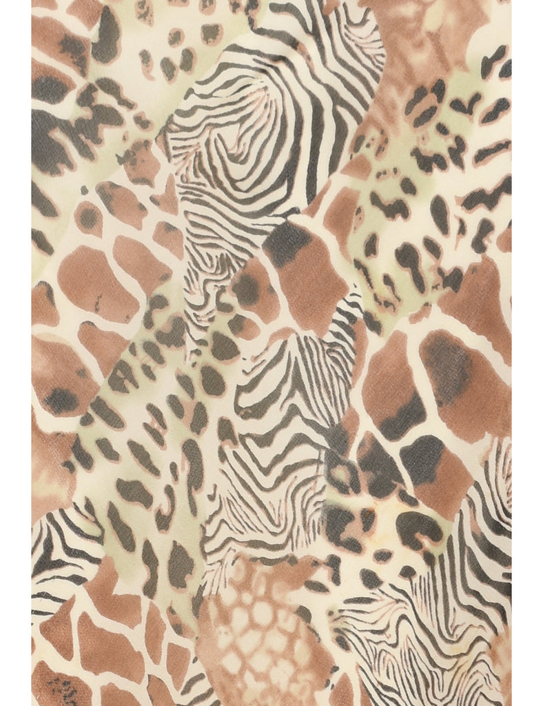 Silk Animal Print Maxi Skirt - M