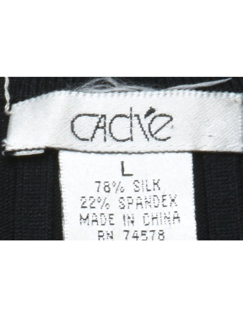 Silk Beaded Black Cardigan - L