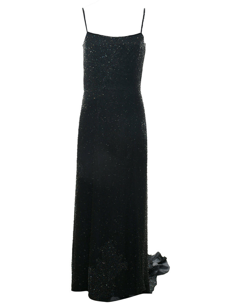 Silk Beaded Evening Dress - M