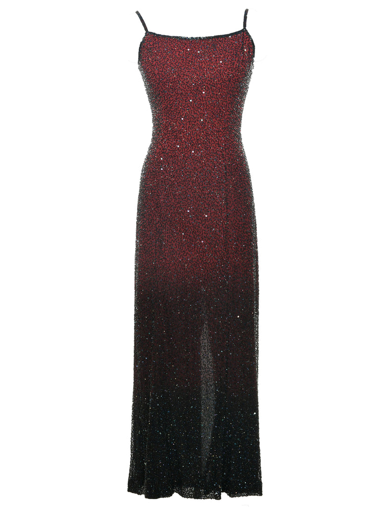 Silk Beaded Evening Dress - XS