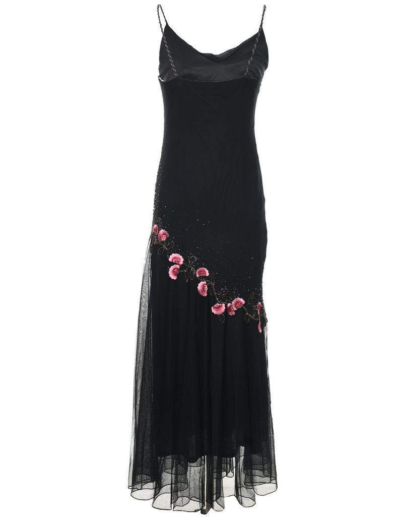 Silk Beaded Evening Dress - S