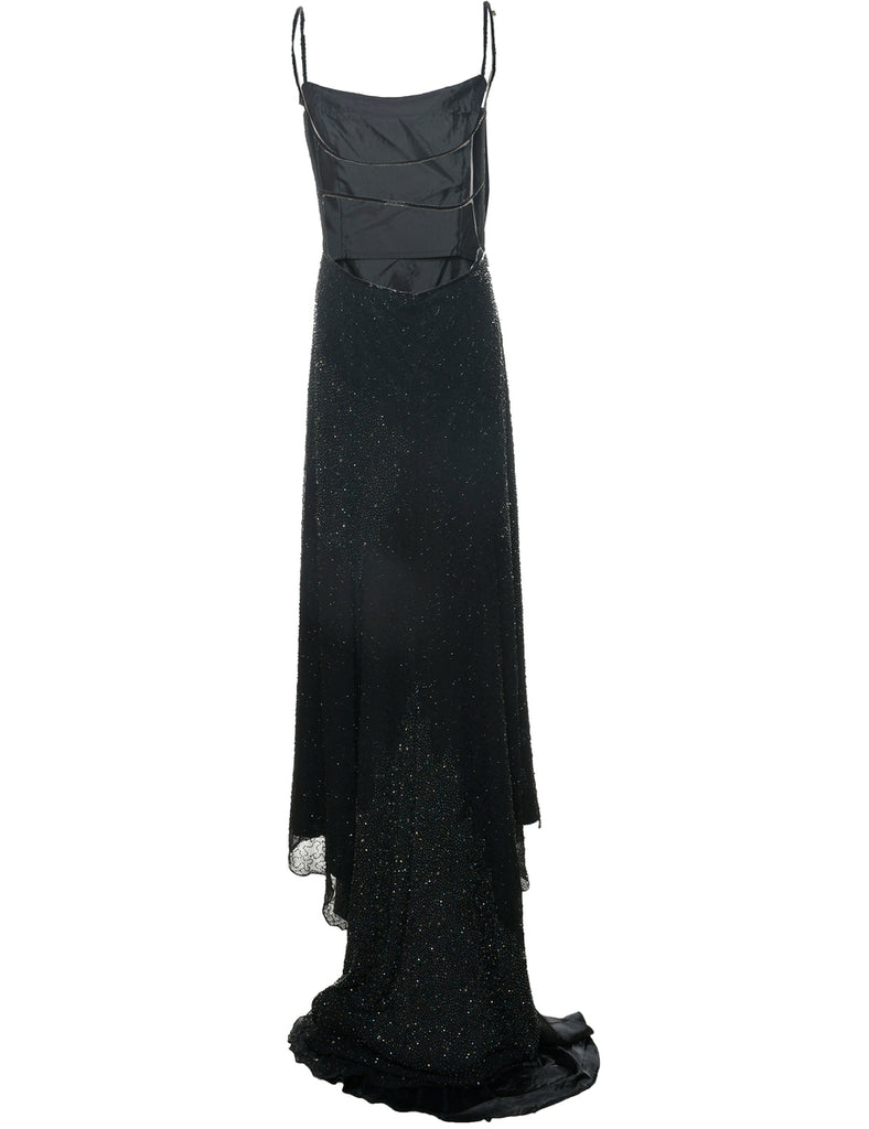 Silk Beaded Evening Dress - M