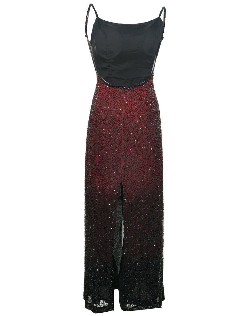Silk Beaded Evening Dress - XS