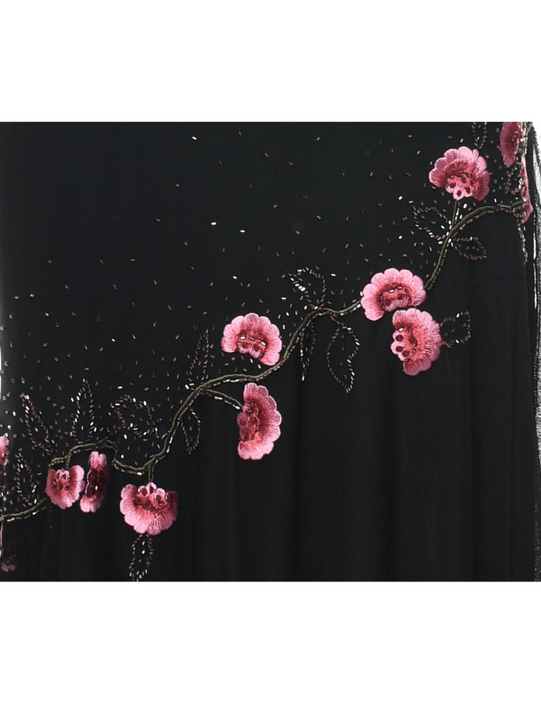 Silk Beaded Evening Dress - S