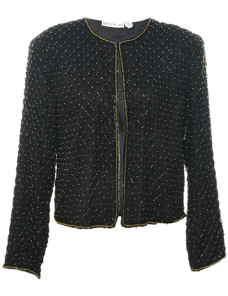 Silk Beaded Evening Jacket - L
