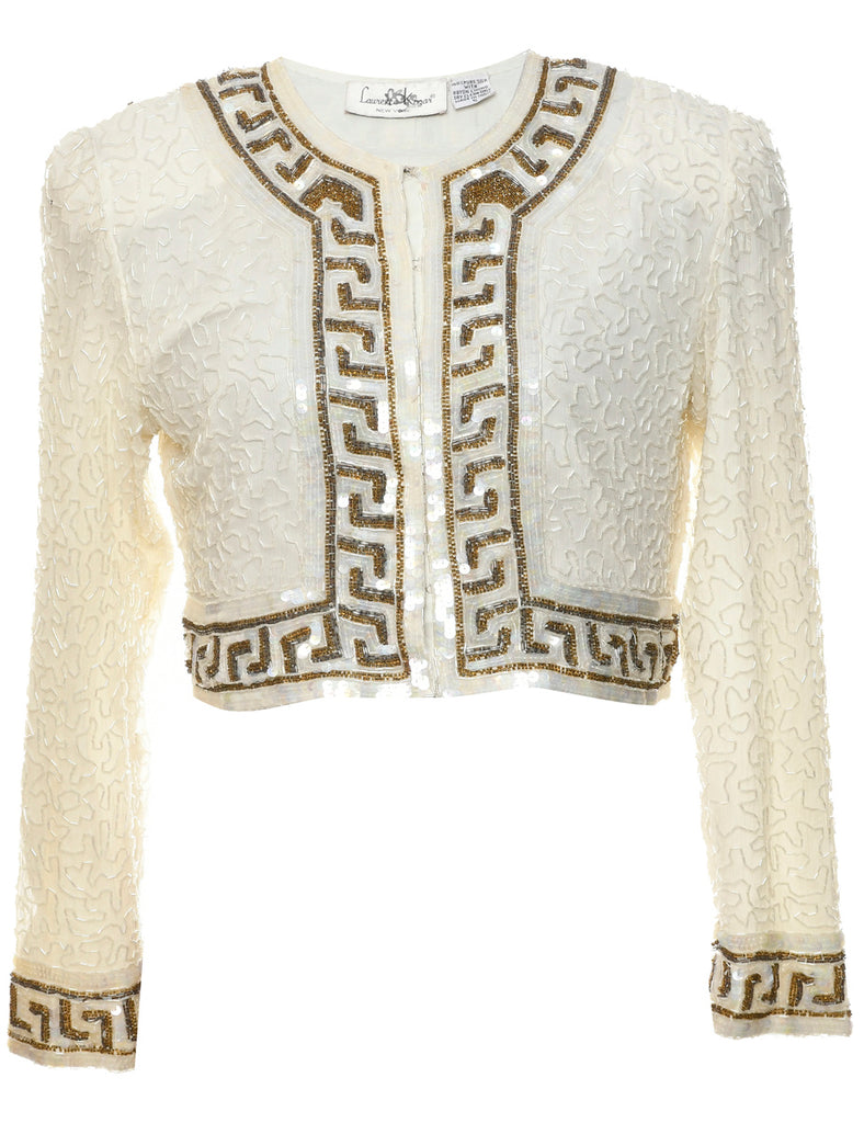 Silk Beaded Evening Jacket - S