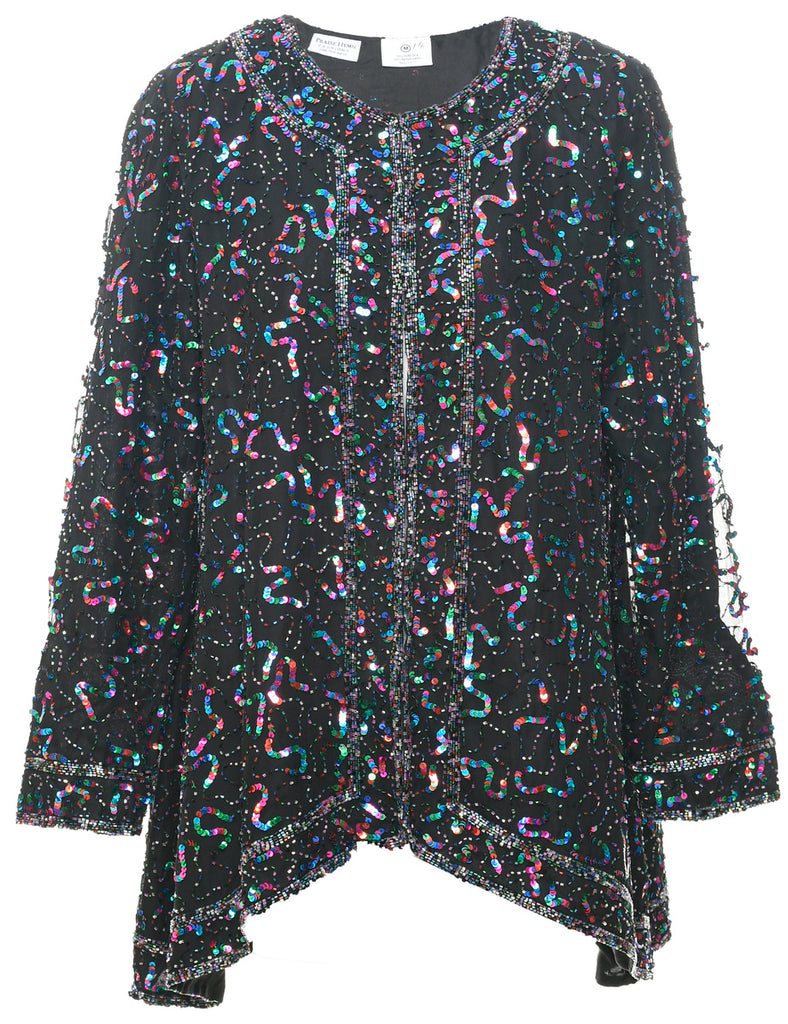 Silk Beaded Evening Jacket - M