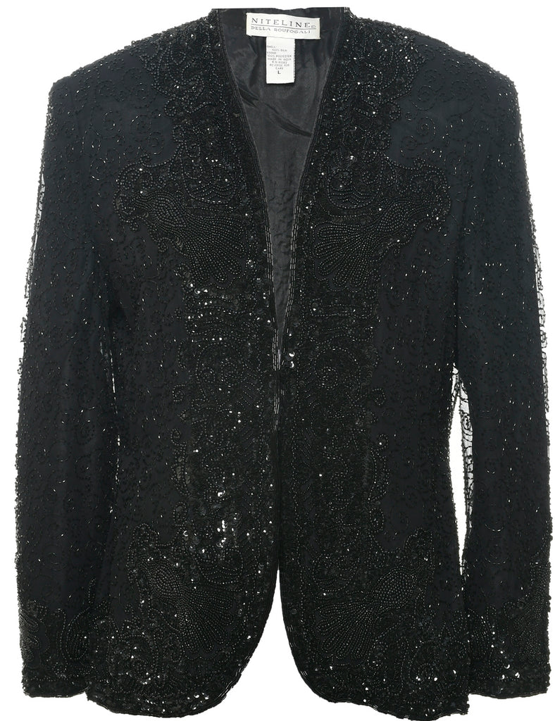 Silk Beaded Evening Jacket - L