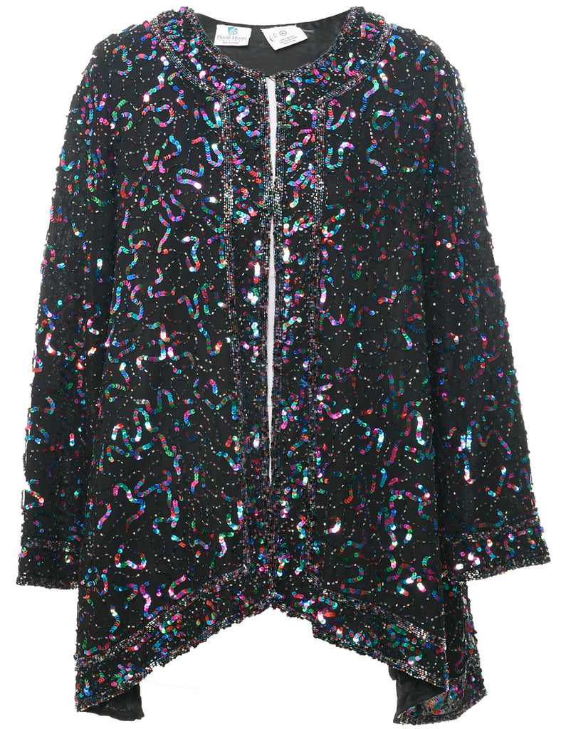 Silk Beaded Evening Jacket - L