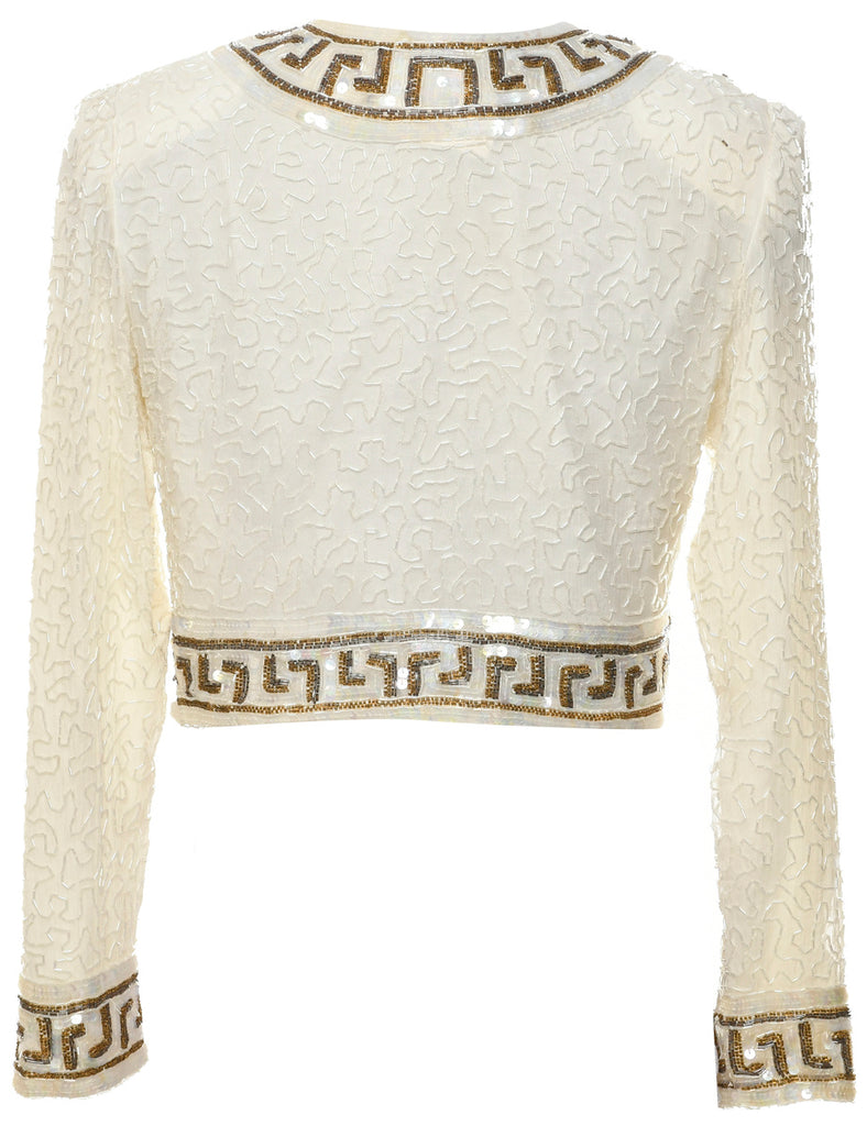 Silk Beaded Evening Jacket - S