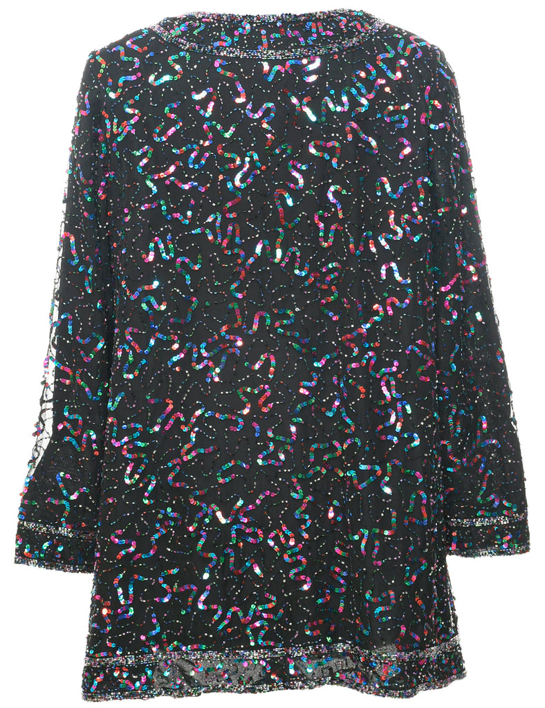 Silk Beaded Evening Jacket - M