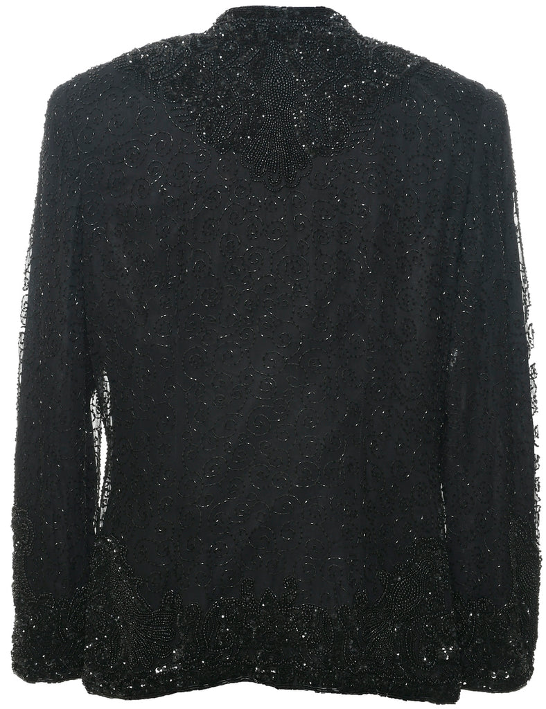 Silk Beaded Evening Jacket - L