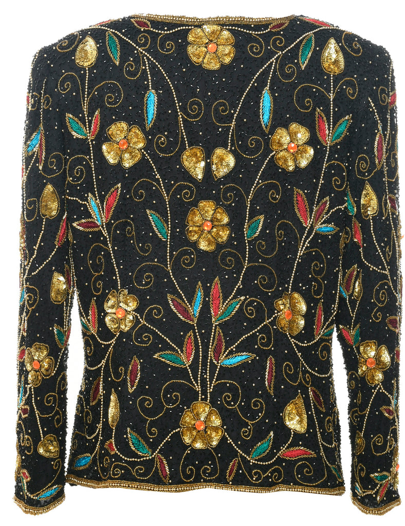 Silk Beaded Evening Jacket - L