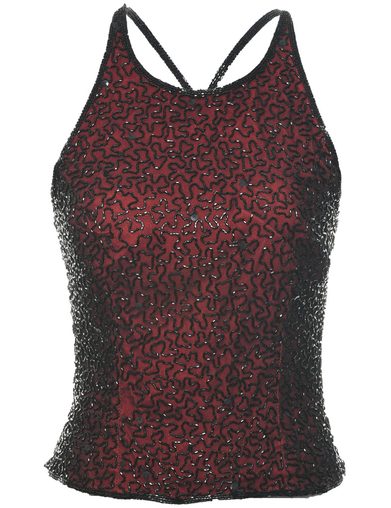 Silk Beaded Party Top - S